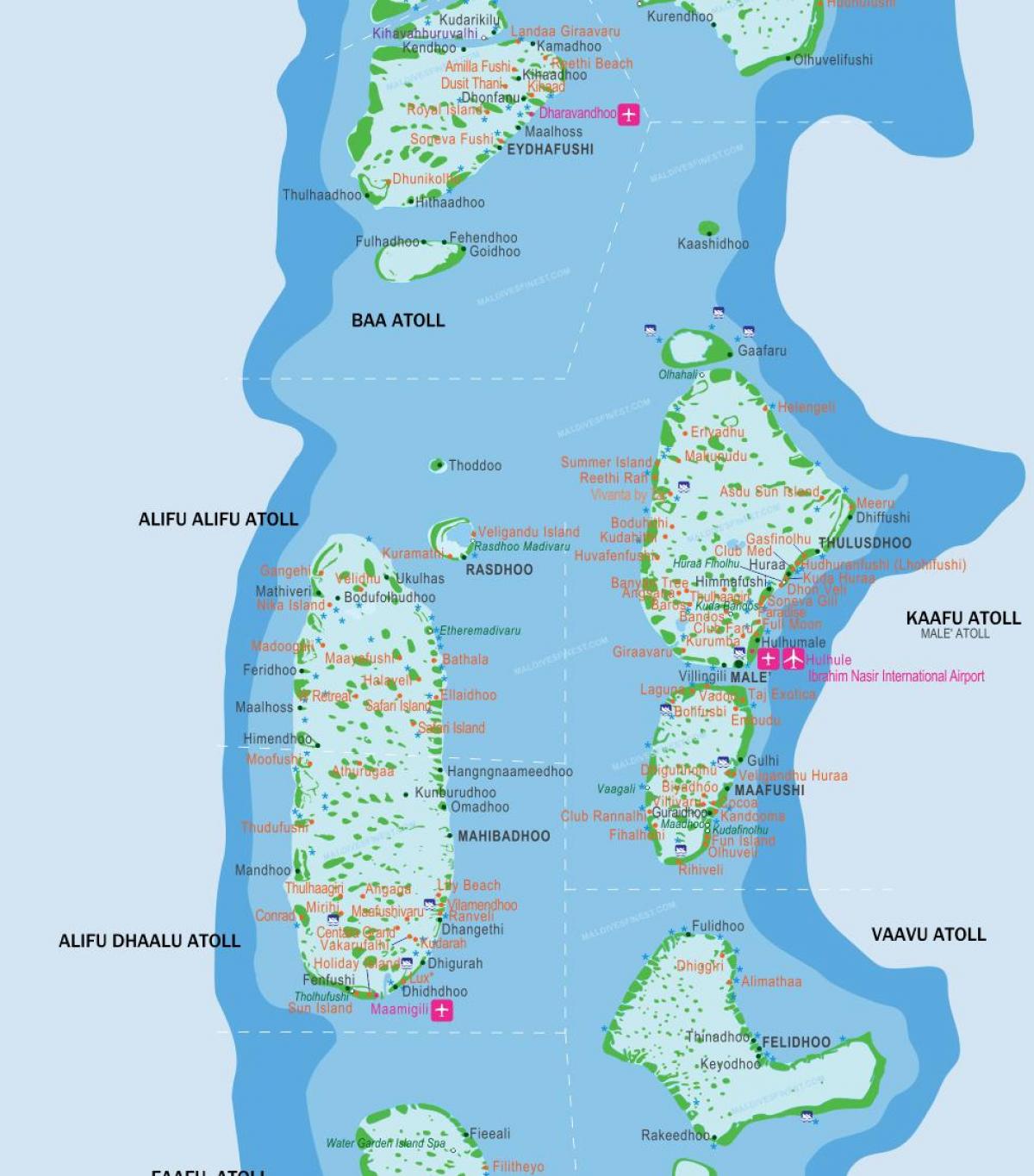 мальдив арлын газрын зураг, байршил